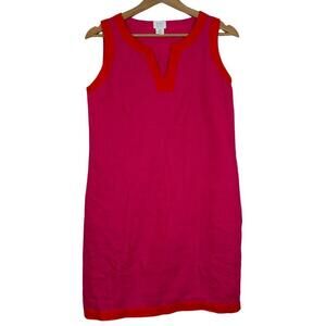 Sigrid Olsen 100% Linen Pink and Orange Color Block Shift Dress Sz. S